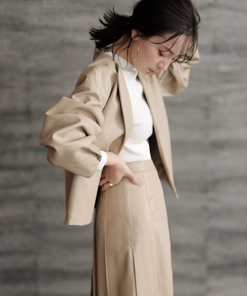 anuans（アニュアンス） ノーカラージャケット FREE ベージュ