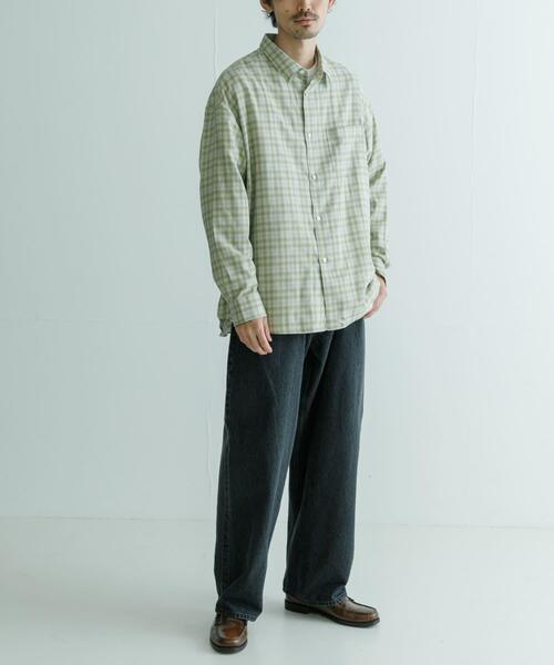 「THOMAS MASON」 長袖シャツ LARGE ベージュ メンズ_画像4