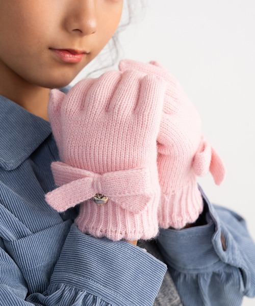 stample（スタンプル） 手袋 リボンニットグローブ キッズ 子供 女の子