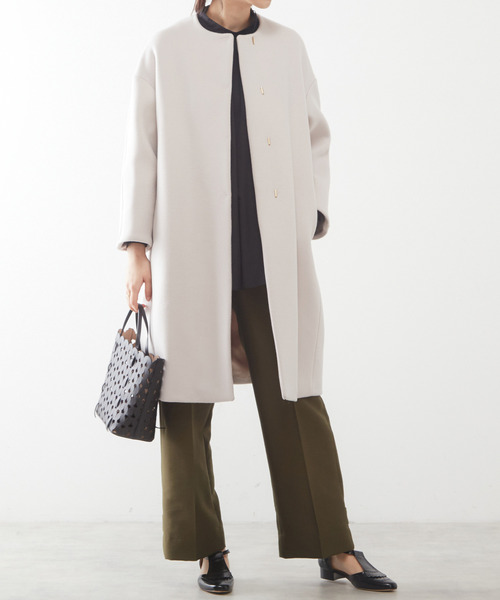 「martinique」 ノーカラーコート - ホワイト レディース_画像3