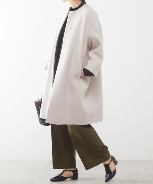 「martinique」 ノーカラーコート - ホワイト レディース_画像4