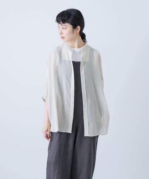 かぐれ リネンチュニックシャツ ピンク 「かぐれ」 長袖ブラウス FREE