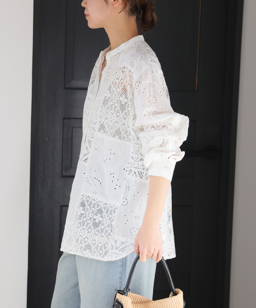 新品　JOURNAL STANDARD relume パッチワークレースシャツ パッチワークレースショートシャツ（シャツ／ブラウス）｜JOURNAL