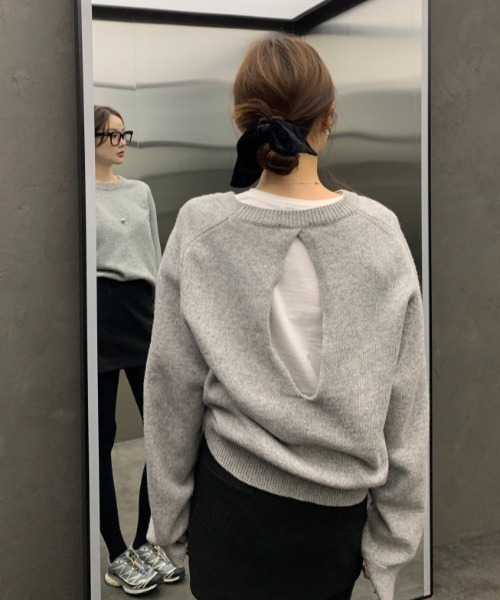 「GEMEDA」 長袖ニット M グレー レディース_画像9