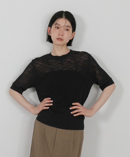 select MOCA（セレクトモカ） ニット セーター リブ編みシアークルー 