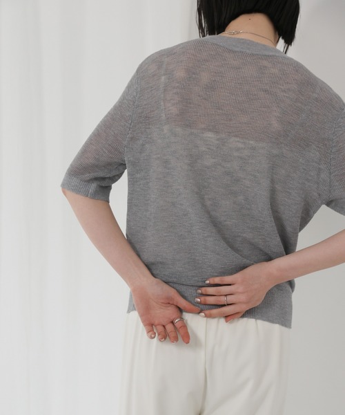 モカアイボリーリブ編みニットセーター select MOCA（セレクトモカ） ニット セーター リブ編みシアークルー