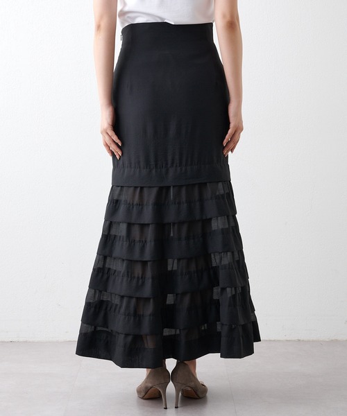 人気✨ウィムガゼット オーガンジーマーメイドスカート ブラック 38 ティアード Whim Gazette（ウィム ガゼット） スカート オーガンジーマーメイド