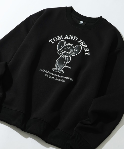 トムとジェリー　ジェリー　モノトーン　スウェット　トレーナー トレーナー スウェット 「Tom ＆ Jerry/トム ジェリー」リップル