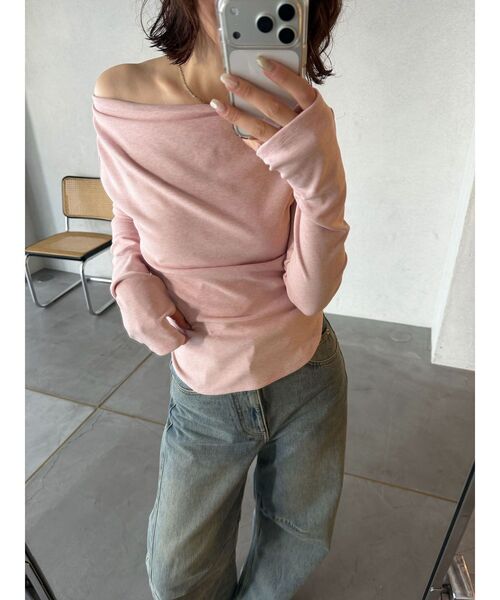 LAGUNAMOON（ラグナムーン） tシャツ オフショルドレープ2WAYトップス