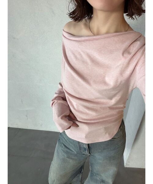 LAGUNAMOON オフショルドレープ2WAYトップス アイボリー LAGUNAMOON（ラグナムーン） tシャツ オフショルドレープ2WAYトップス