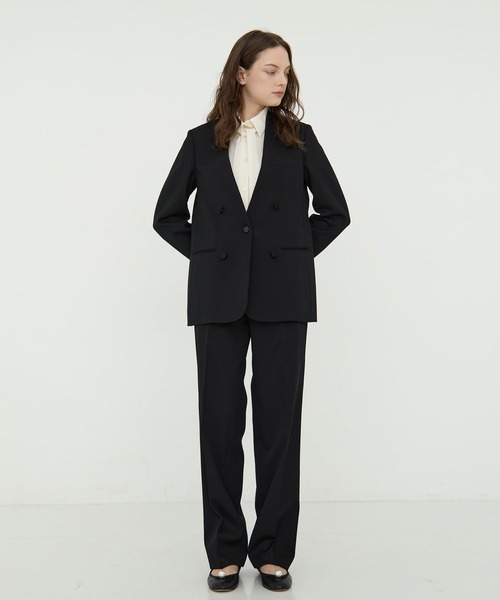 CINOH ノーカラージャケット (ブラック) CINOH（チノ） ジャケット ノーカラージャケット BLACK FORMAL NO