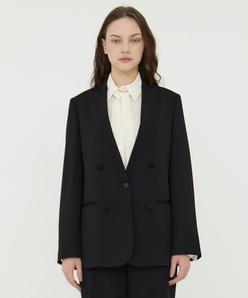 CINOH（チノ） ジャケット ノーカラージャケット BLACK FORMAL NO