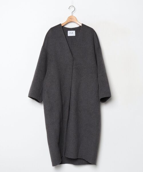 evernavy ノーカラーコート - チャコールグレー レディース : ZOZOTOWN