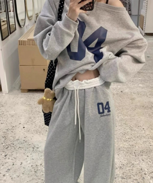 セットアップ ナンバリング スウェット 上下セットアップ レディース