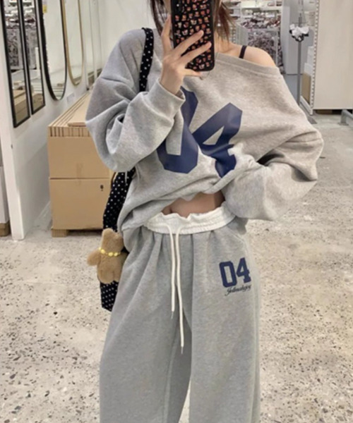 セットアップ ナンバリング スウェット 上下セットアップ レディース