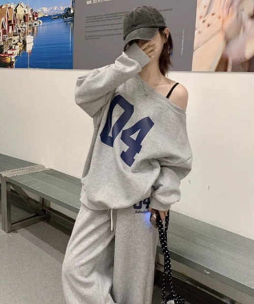 セットアップ ナンバリング スウェット 上下セットアップ レディース