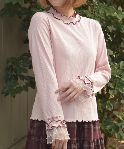 axes femme（アクシーズ ファム） tシャツ 格子ラメチュールメロープル