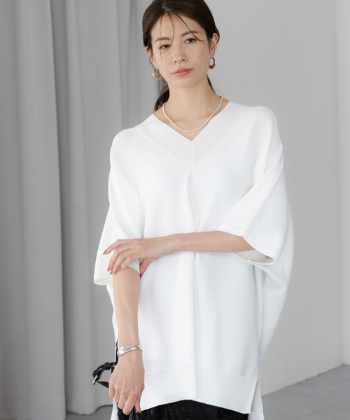 「Elura」 半袖ニット X-LARGE カーキ レディース_画像3