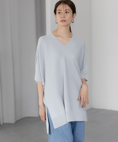 「Elura」 半袖ニット X-LARGE カーキ レディース_画像8
