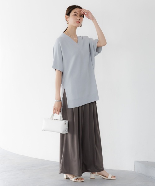 「Elura」 半袖ニット X-LARGE カーキ レディース_画像9
