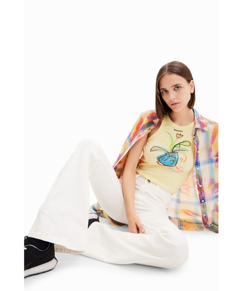 [Desigual] ботинки cut Denim брюки 42 белый женский 