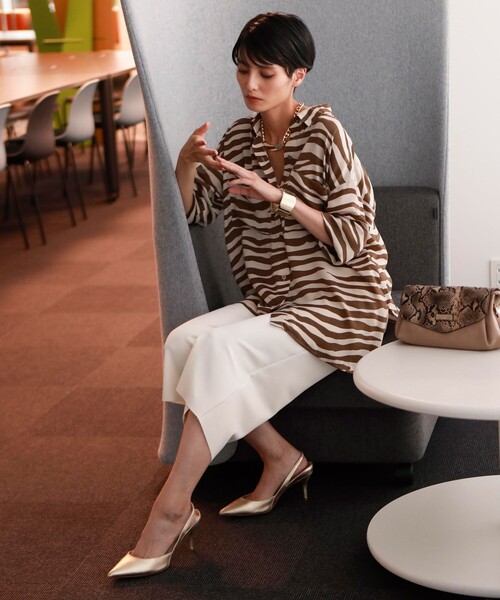 「EVEX by KRIZIA」 長袖シャツ 40 チャコールグレー レディース_画像5