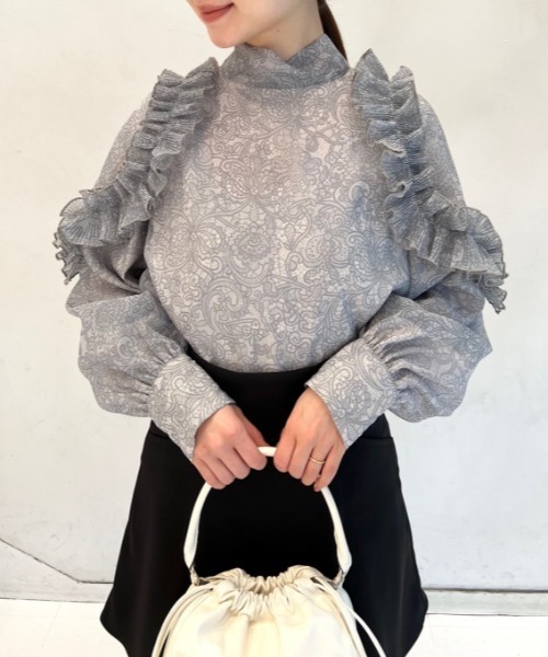 「SNIDEL」 長袖ブラウス ONE SIZE グレー レディース_画像2