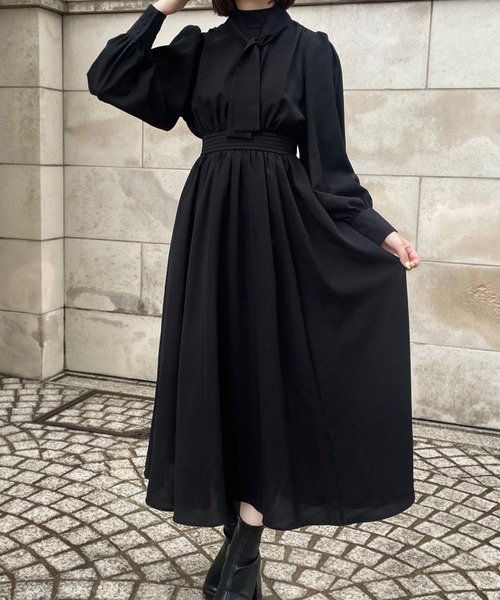 「JUNOAH」 長袖ワンピース MEDIUM グレイッシュベージュ レディース_画像3