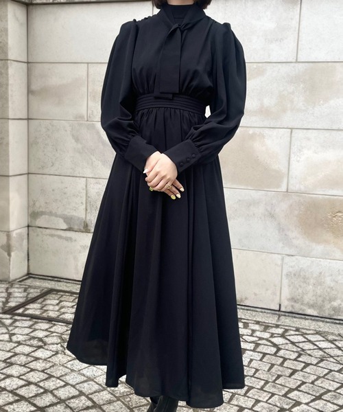 「JUNOAH」 長袖ワンピース MEDIUM グレイッシュベージュ レディース_画像5