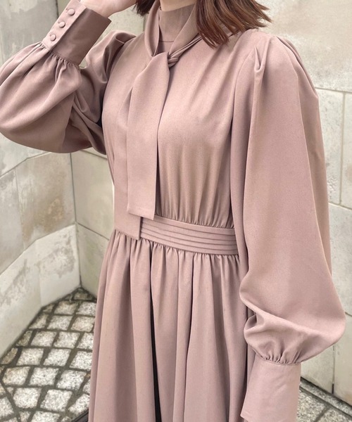 「JUNOAH」 長袖ワンピース MEDIUM グレイッシュベージュ レディース_画像7