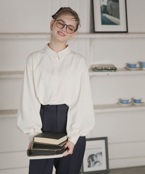 「BONLECILL noir」 長袖ブラウス FREE チャコールグレー レディース_画像4