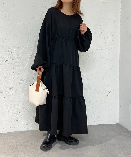 「apres jour mignon」 長袖ワンピース X-LARGE ブラック レディース_画像4