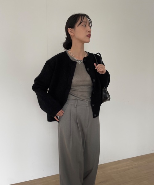 「Didot.showroom」 ニットカーディガン FREE レッド レディース_画像4