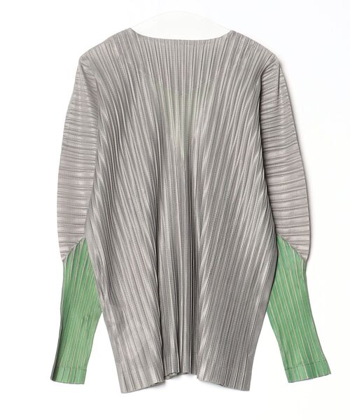 「HOMME PLISSE ISSEY MIYAKE」 ストライプ柄長袖シャツ 4 グレー メンズの画像