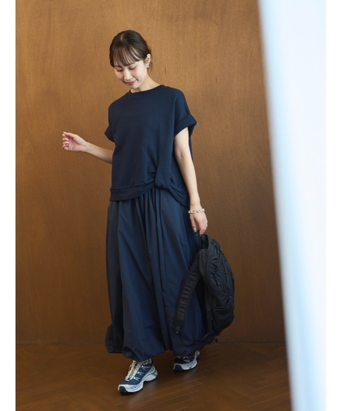 emmi ワンピース eco 裏毛プルオーバー×撥水バルーンスカートセット