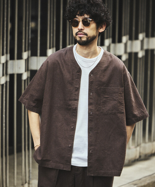 FREAK'S STORE（フリークスストア） シャツ 半袖 LINEN COTTON V NECK