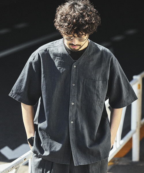 FREAK'S STORE（フリークスストア） シャツ 半袖 LINEN COTTON V NECK