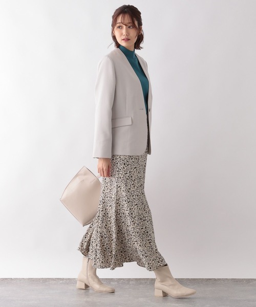「GLOBAL WORK」 ノーカラージャケット LARGE グレイッシュベージュ レディース_画像9