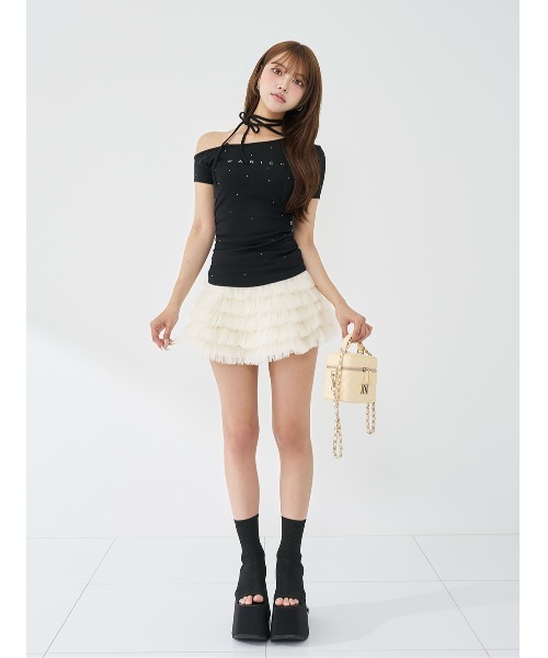 Darich（ダーリッチ） tシャツ ネックリボンワンショルダーTシャツ