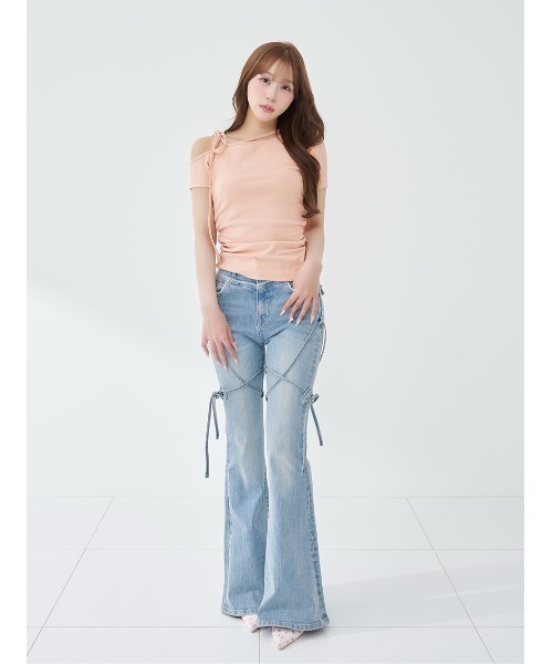 Darich（ダーリッチ） tシャツ ネックリボンワンショルダーTシャツ