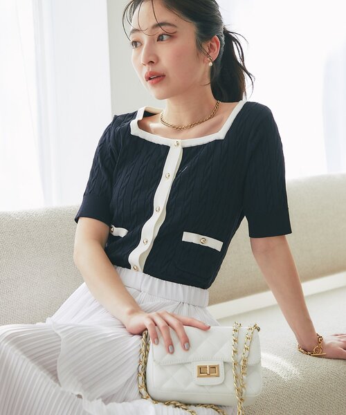 boutique310 肩で魅せる半袖ニット　S 白 肩で魅せる半袖ニット