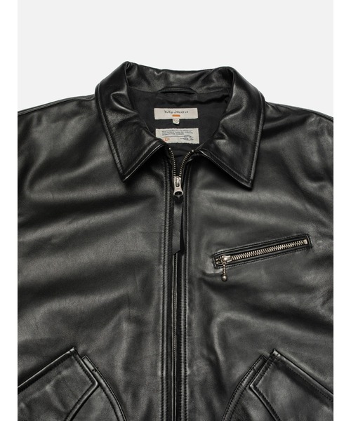 黒レザージャケット　ヌーディジーンズ 　革ジャン Nudie Jeans（ヌーディージーンズ） 革ジャン ライダース Blake Zip