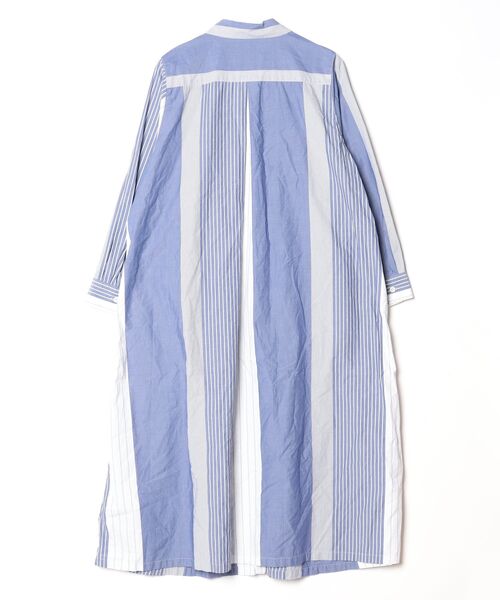 「Sunny clouds」 ストライプ柄シャツワンピース 3L ブルー レディース_画像2