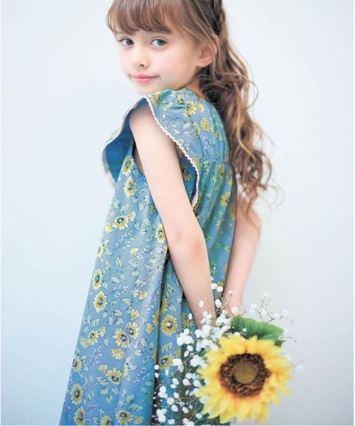 GITA ワンピース ひまわり柄肩フリルワンピース キッズ 子供服 女の子 