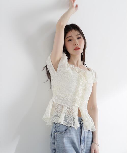 tシャツ 「ａ」レースフリルカットソー / 1216169501 レディースの画像