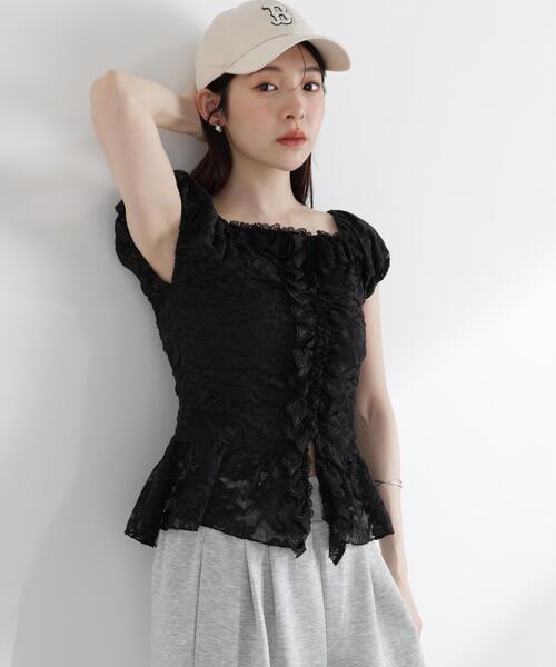 tシャツ 「ａ」レースフリルカットソー / 1216169501 レディースの画像