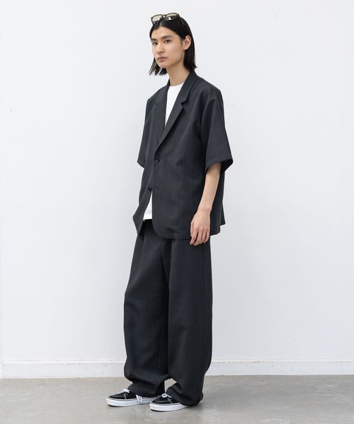 LAKOLE（ラコレ） シャツ 半袖 メランジブッチャーシャツジャケット