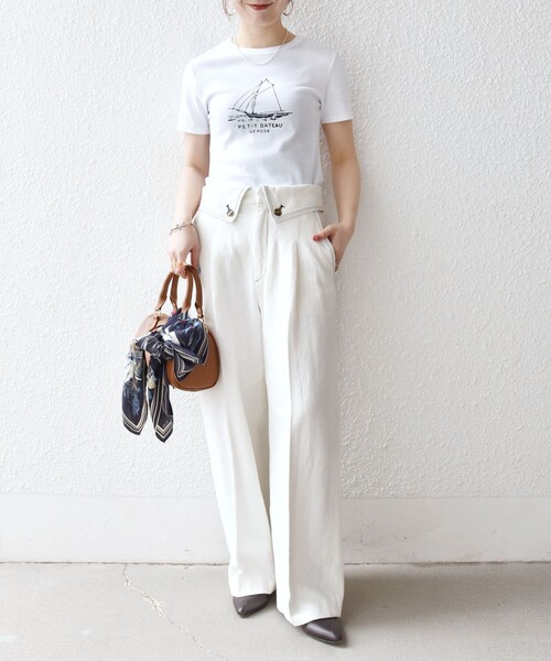 「PETIT BATEAU」 半袖Tシャツ ONE SIZE ホワイト レディース_画像2
