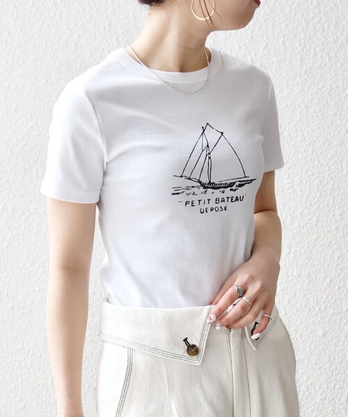 「PETIT BATEAU」 半袖Tシャツ ONE SIZE ホワイト レディース_画像6