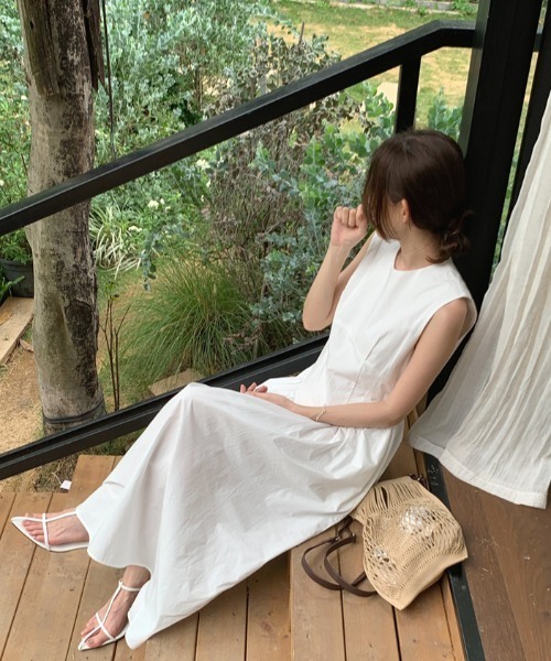 Aelina ワンピース ウエスト絞りノースリーブワンピース : ZOZOTOWN